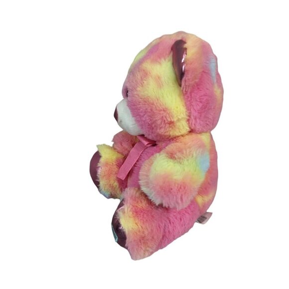 Walgreen  Rainbow teddy bear plush pin yellow bleu 10" - Picture 4 of 8